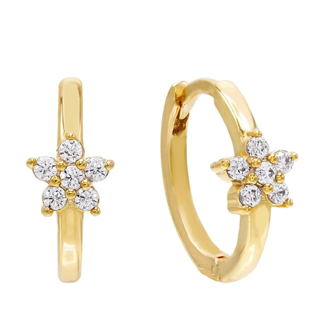 18k/925 Vermeil CZ Flower Huggies