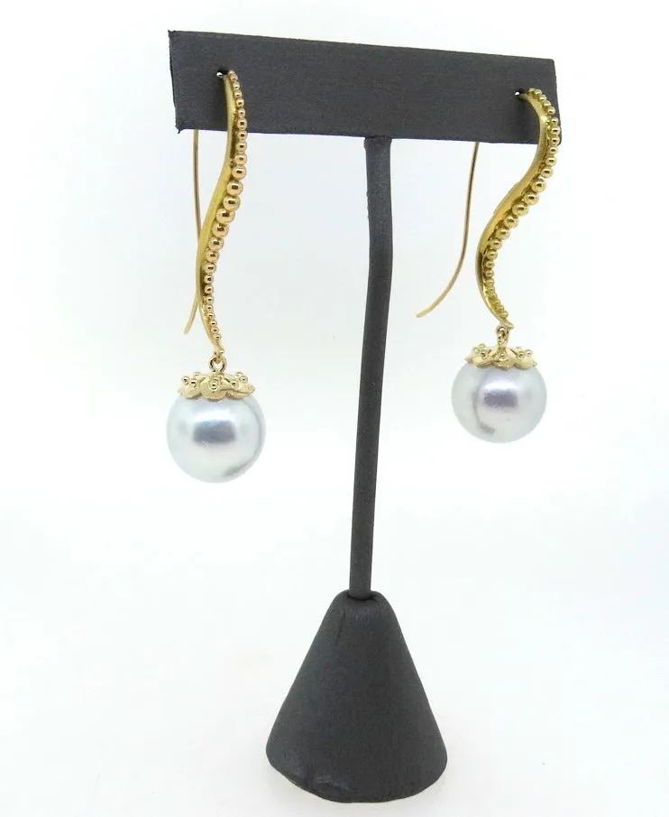 18KT Kristi Earrings with 15mm South Sea Pearls Designed by OVII