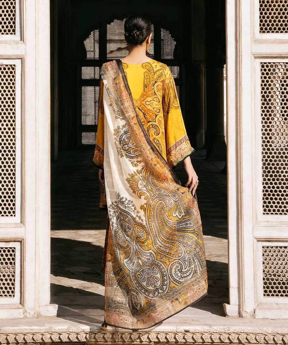 3 Piece - Printed Silk Suit