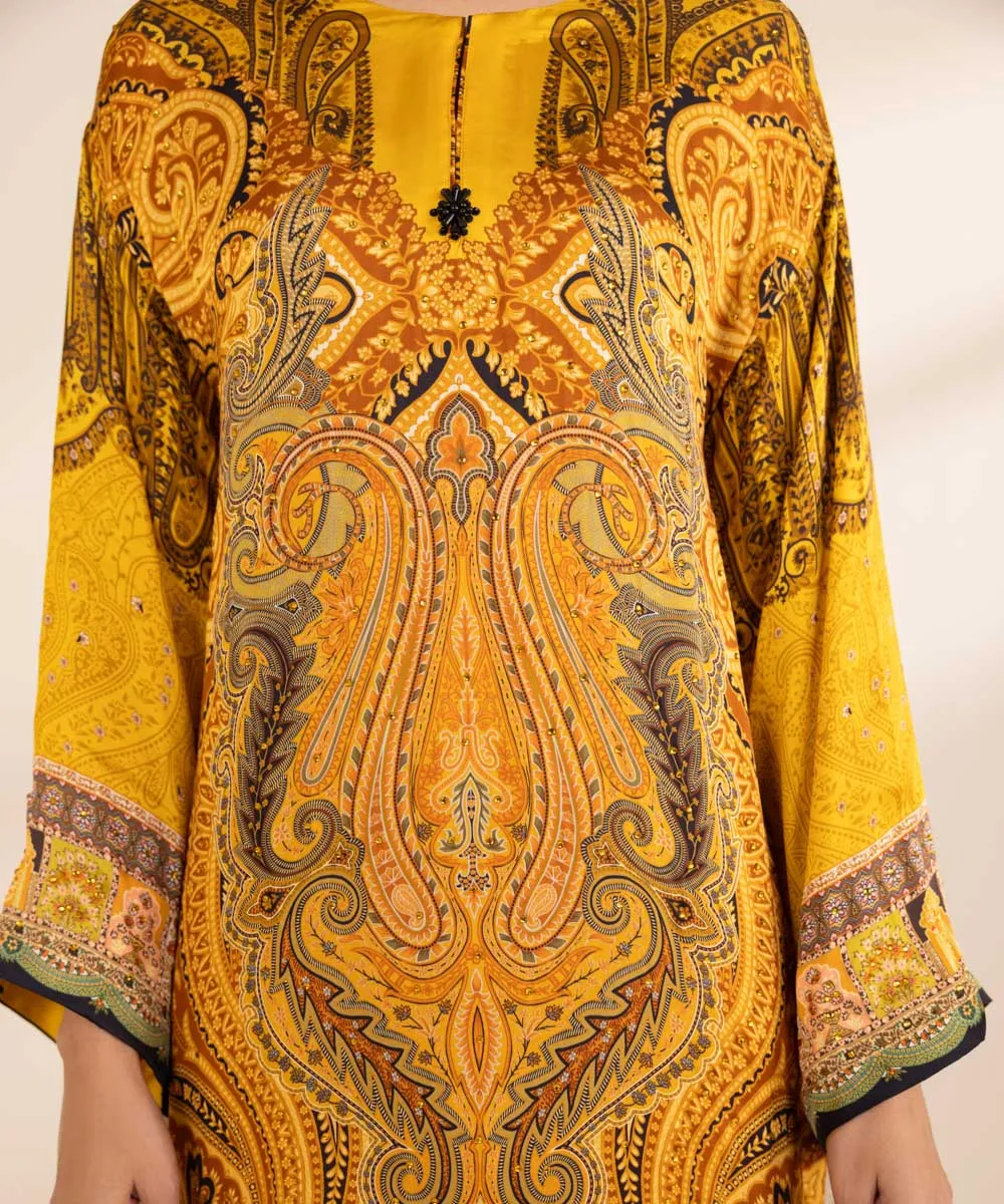 3 Piece - Printed Silk Suit