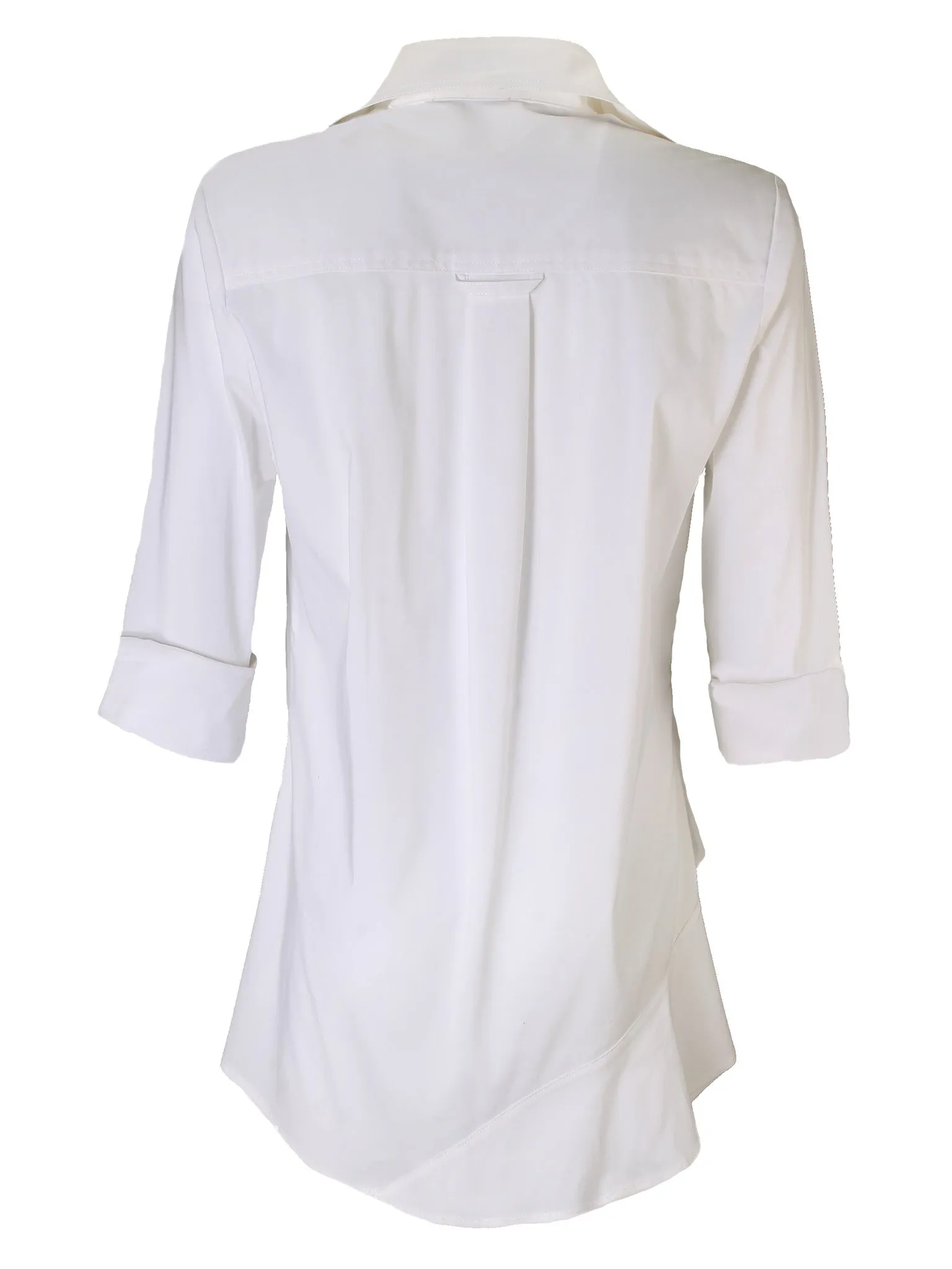 3/4 Sleeve Jenna White Shirt Silky Poplin