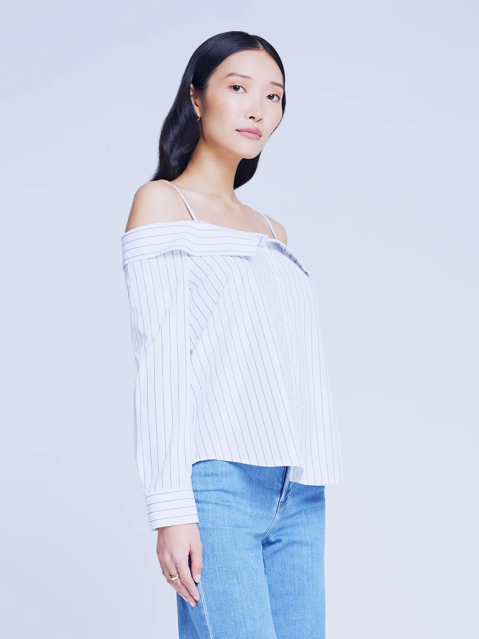 40521PIPwb L'Agence Larisa Off Shoulder Blouse