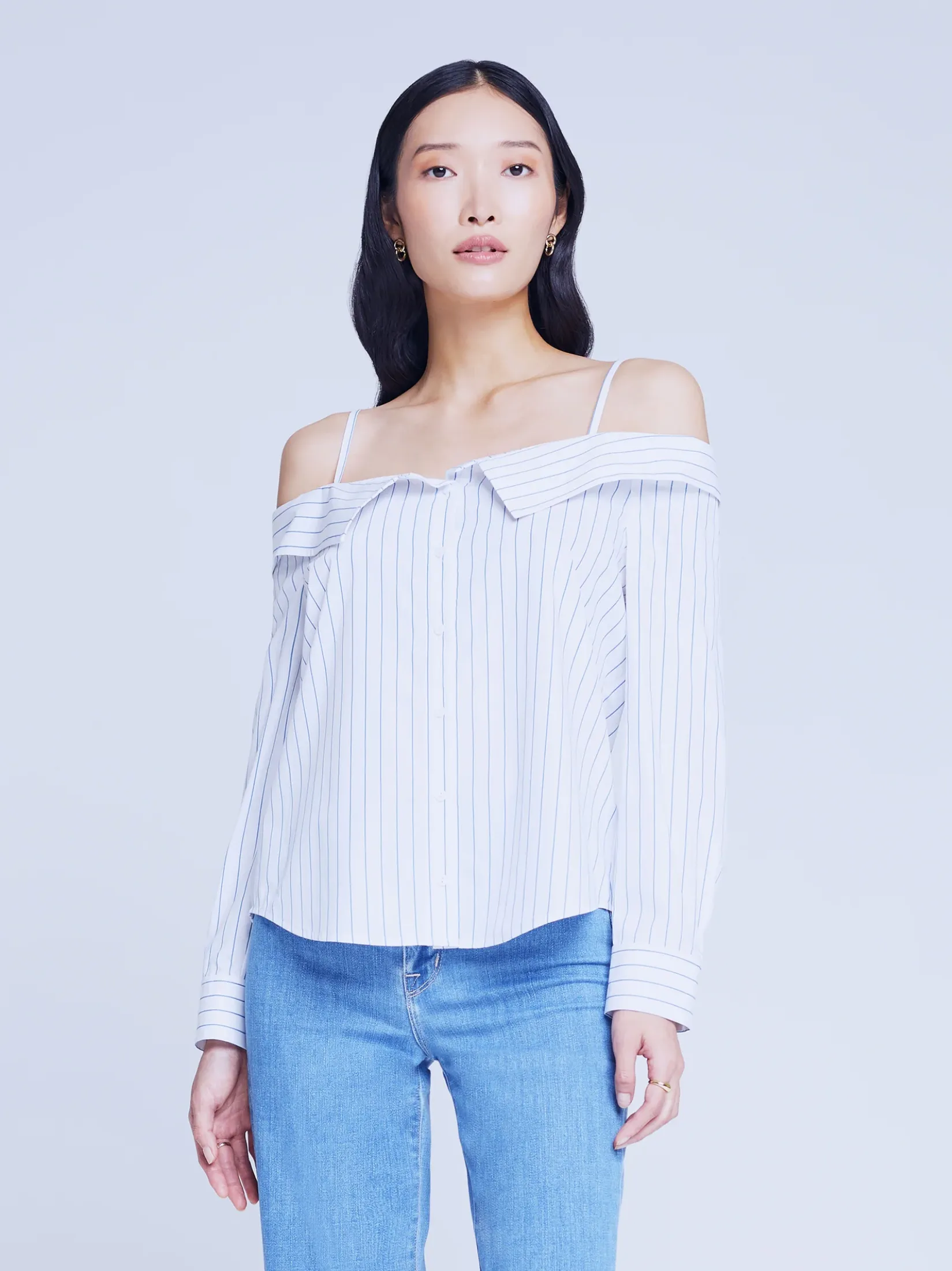 40521PIPwb L'Agence Larisa Off Shoulder Blouse