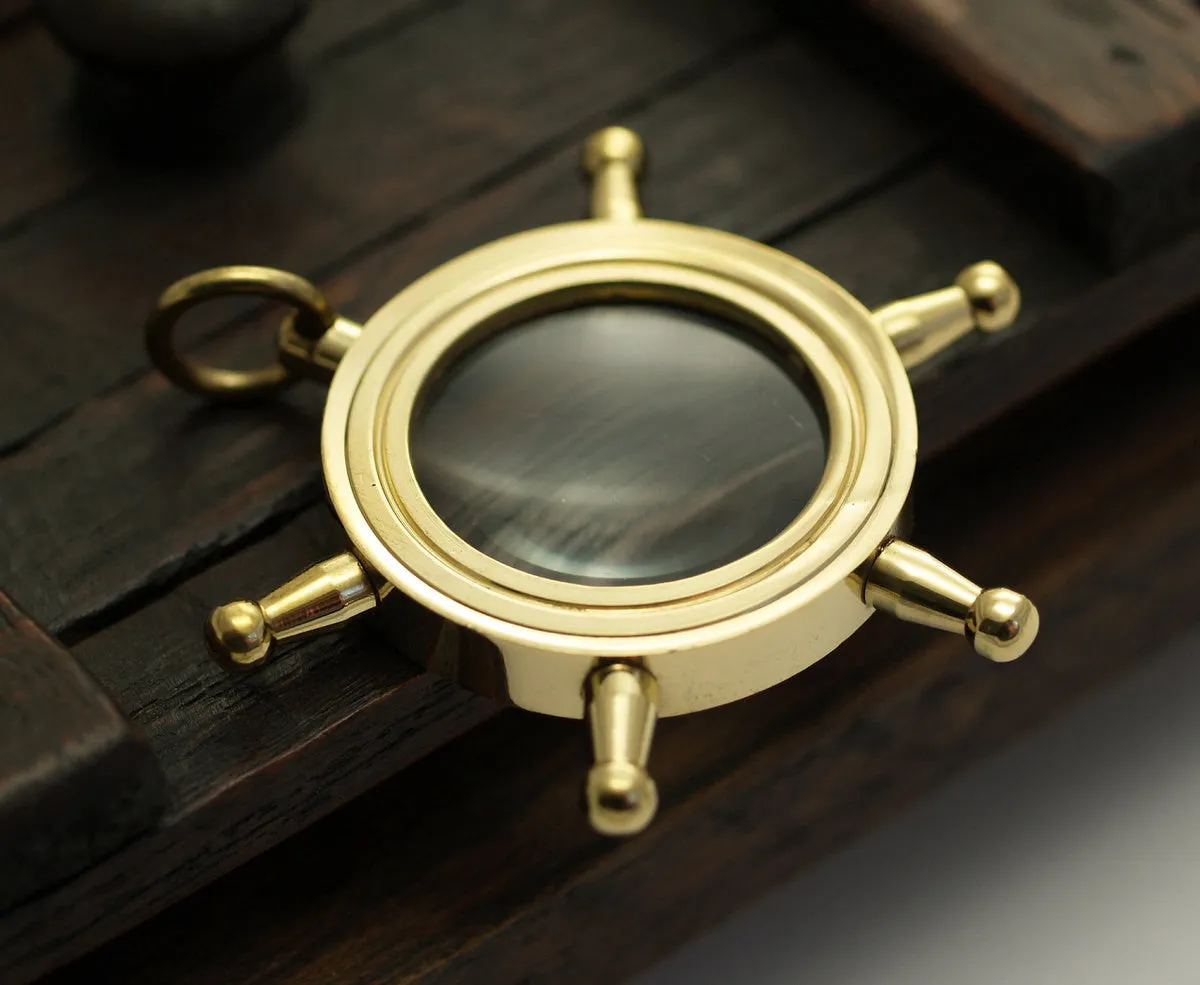 5 Solid Brass Wheel Magnify Glass