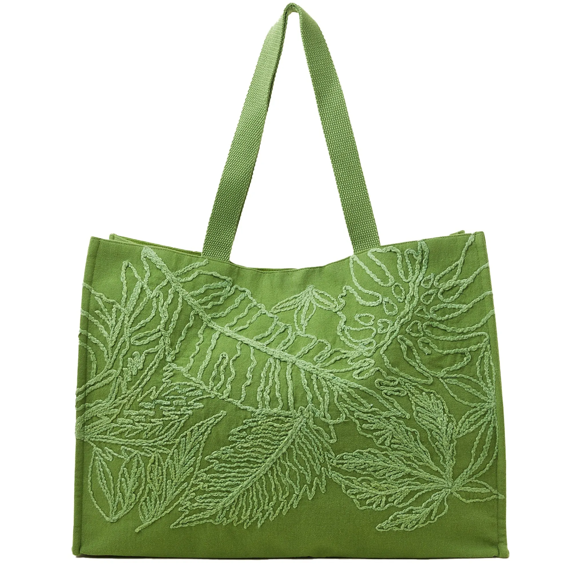 Accessorize London Women's Green Embroidered Book Tote