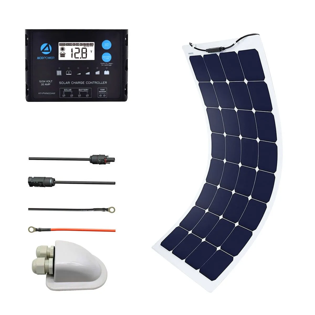 ACOPOWER 110W 12V Flexible Solar Panel Kit W/ 20A PWM Charge Controller