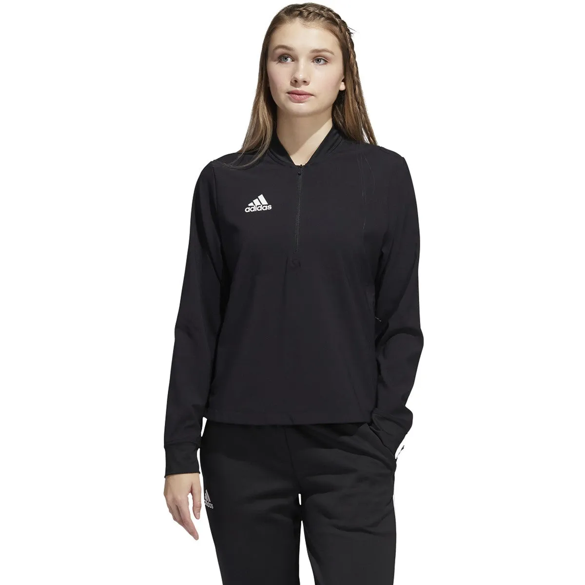 adidas Women's Black/White Under The Lights Long Sleeve Woven 1/4 Zip