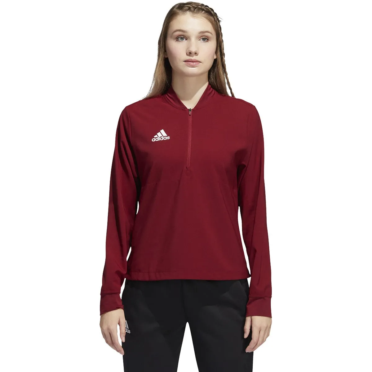 adidas Women's Team Collegiate Burgundy/White Under The Lights Long Sleeve Woven 1/4 Zip