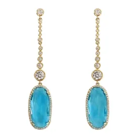 Aesthetic Luxury Aquamarine Long Dangling Earrings