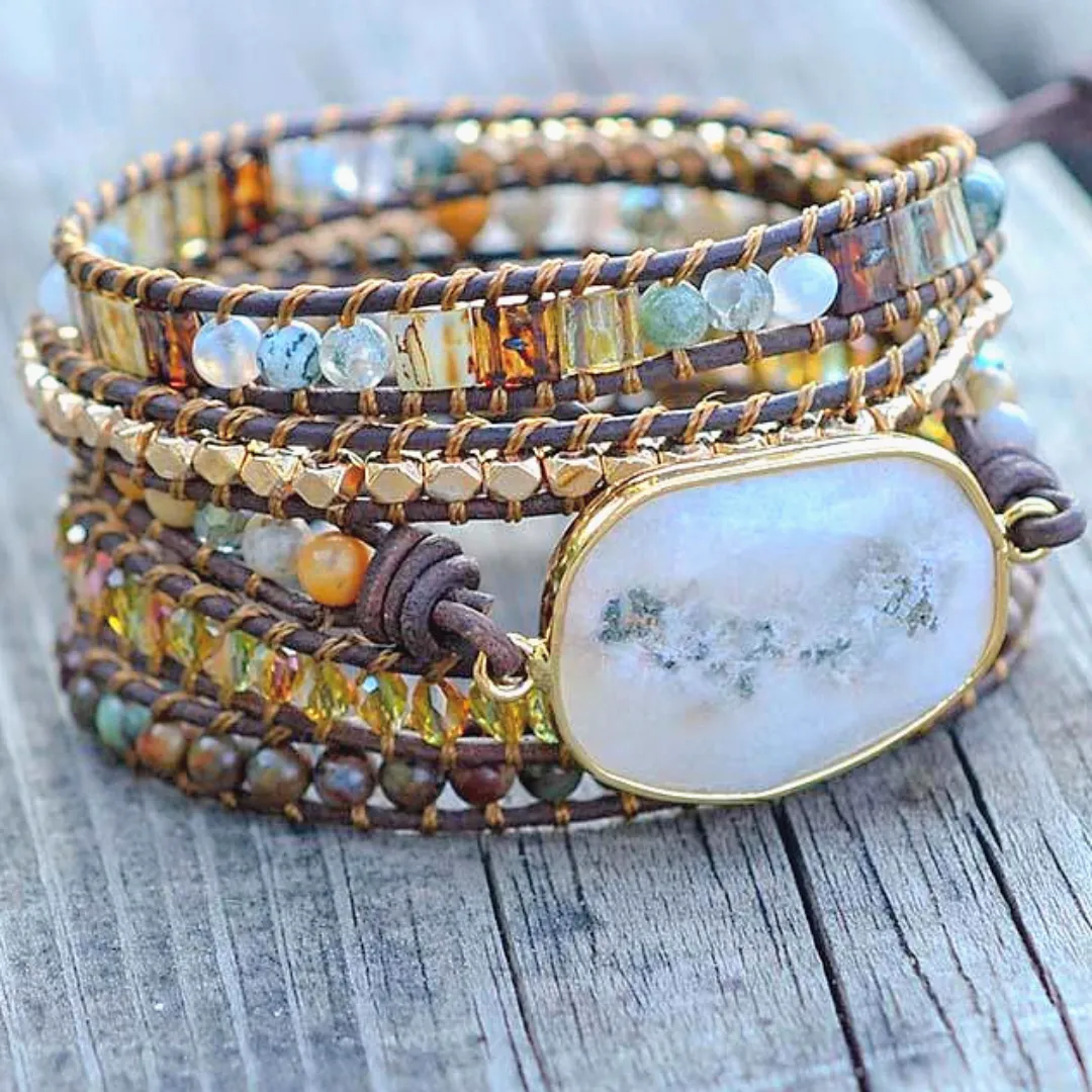 Agate Moonlight Warrior Wrap Bracelet