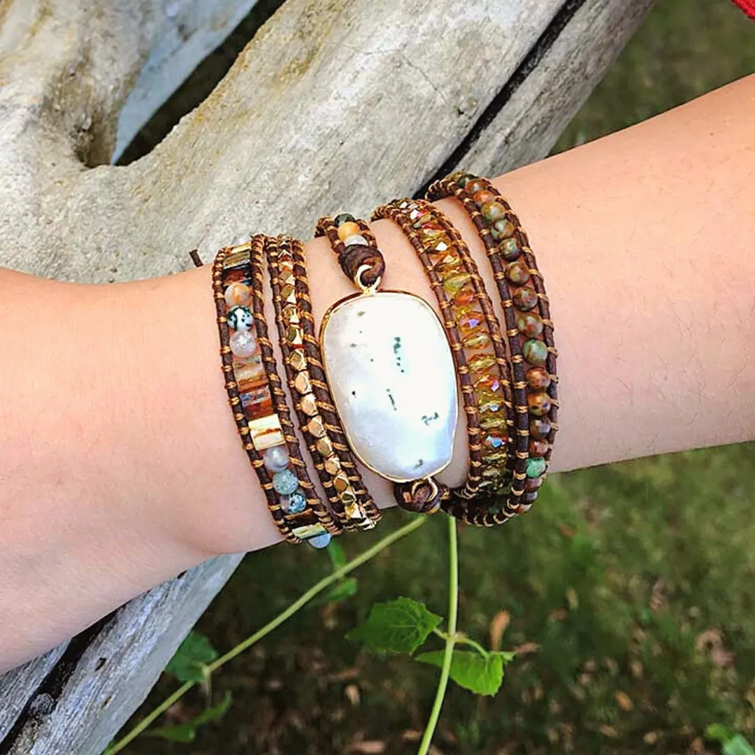 Agate Moonlight Warrior Wrap Bracelet