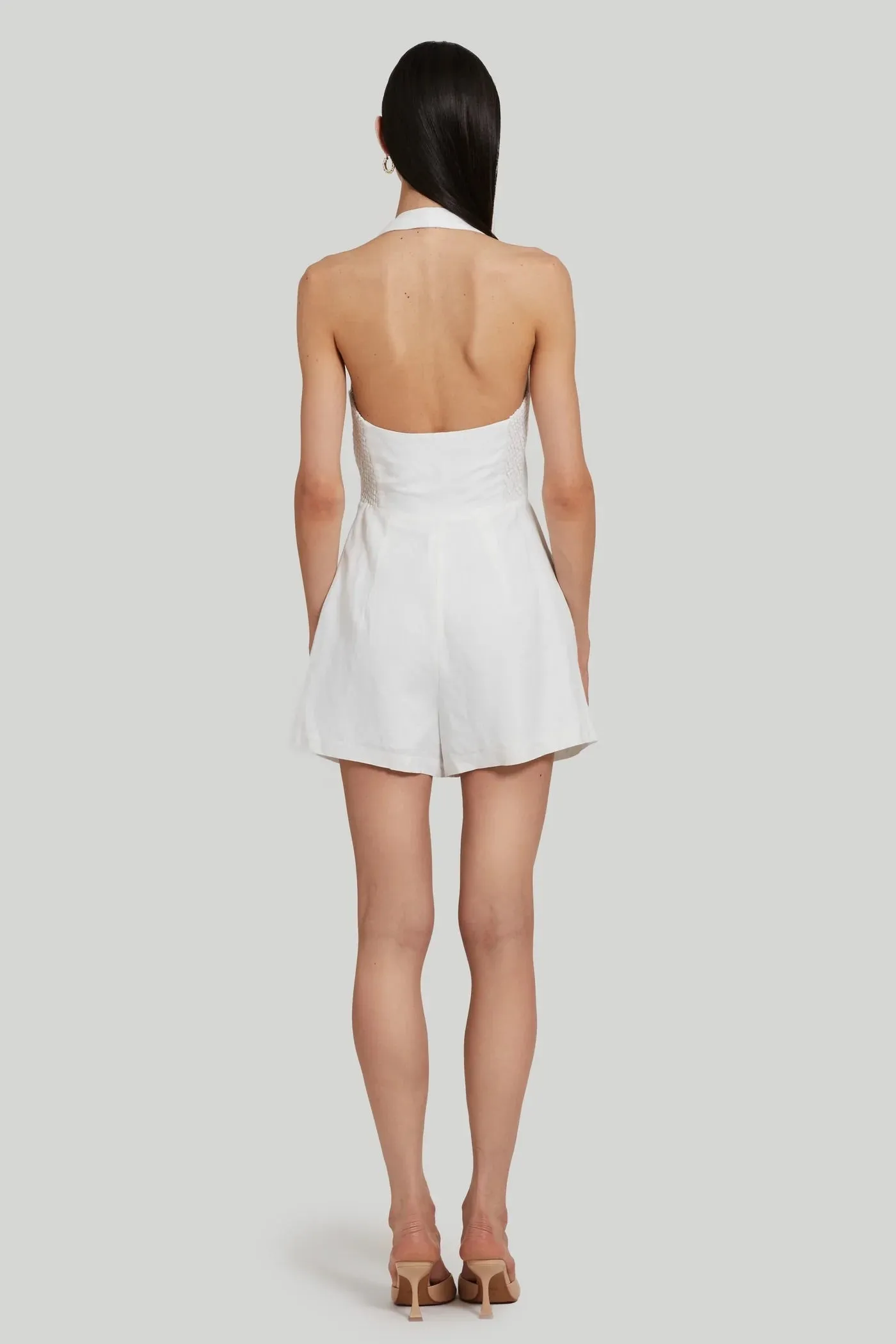 Amanda Uprichard - Isadora Romper Linen - White