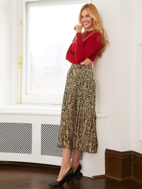 Animal Print Pleated Skirt