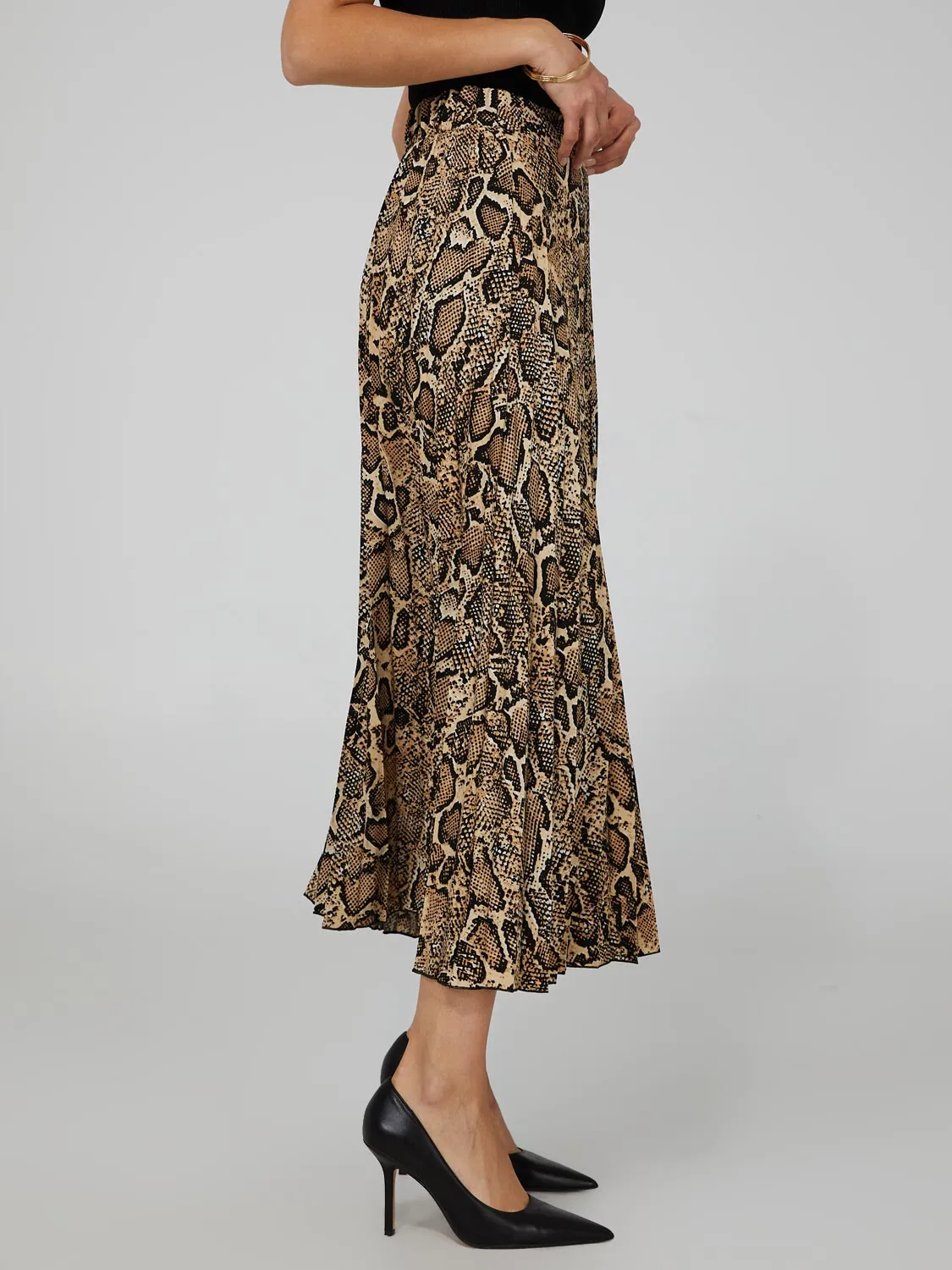 Animal Print Pleated Skirt