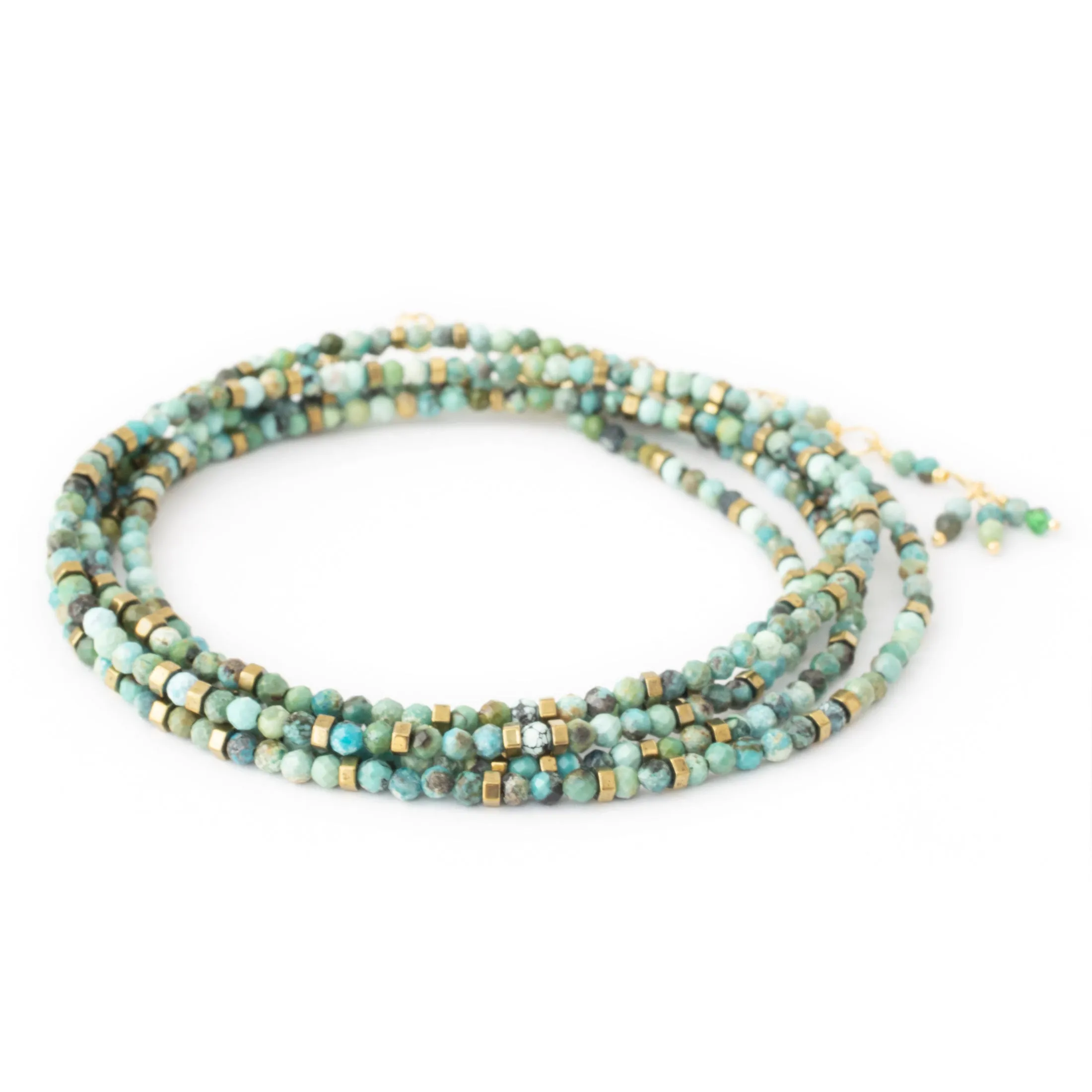 Anne Sportun Turquoise & Pyrite Beaded Confetti Wrap Bracelet & Necklace 34 B098G-CON.TURQ