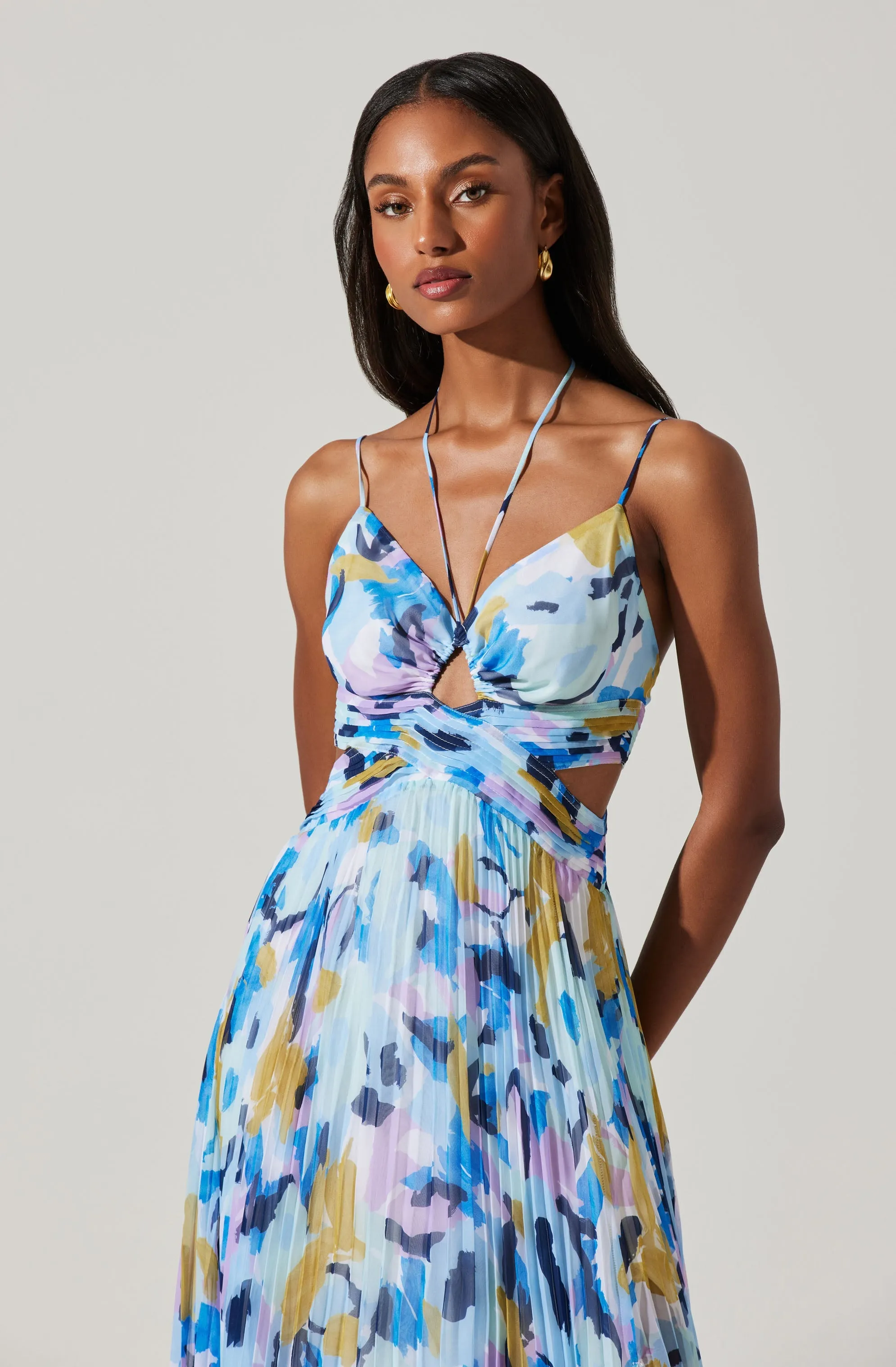 Aquata Floral Pleated Maxi Dress