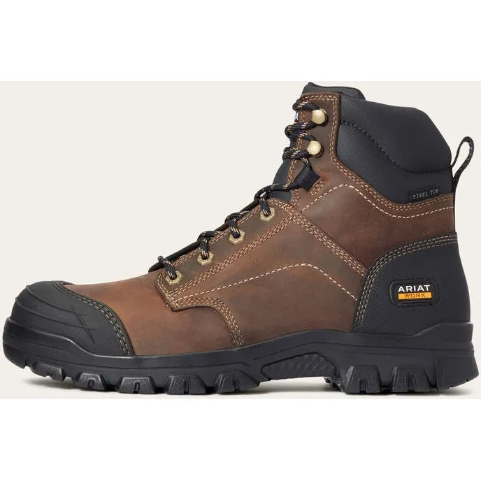 Ariat Men's Treadfast 6 Steel Toe Slip Resistant Work Boot - Brown - 10034671