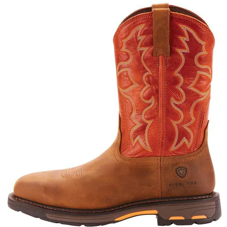 Ariat Men's WorkHog 11" Wide Square Stl Toe Western Work Boot- Earth- 10006961