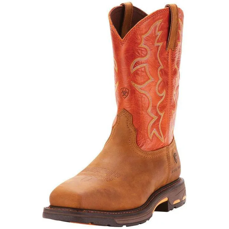 Ariat Men's WorkHog 11" Wide Square Stl Toe Western Work Boot- Earth- 10006961