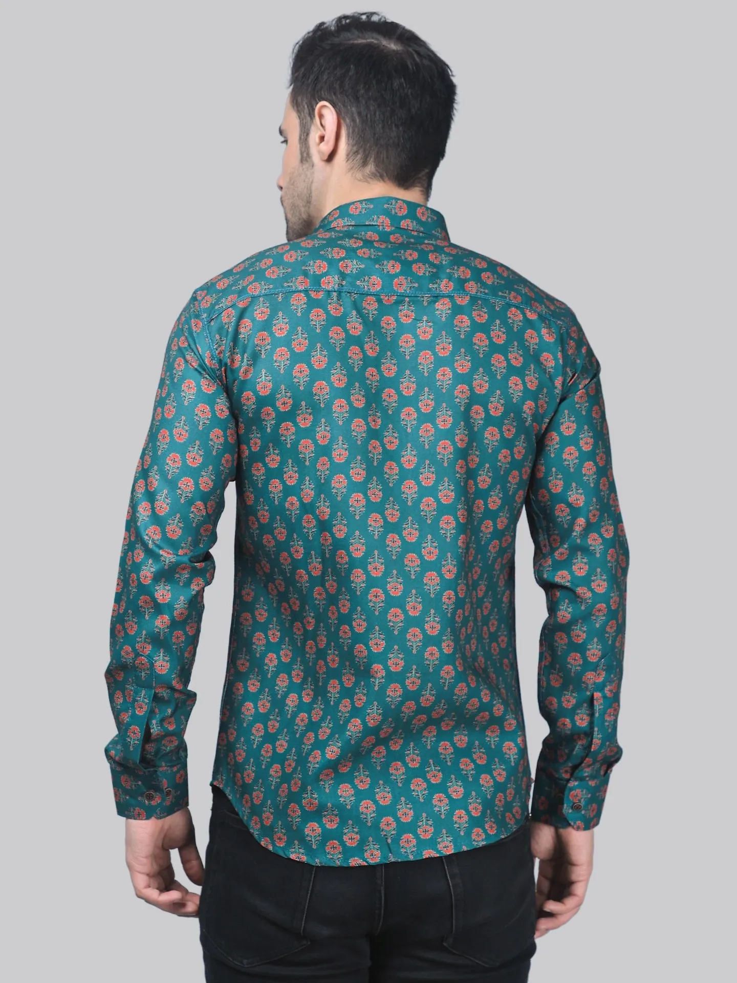 Artistic-modern Men's Printed Full Sleeve Cotton Button-Up Shirt For Men