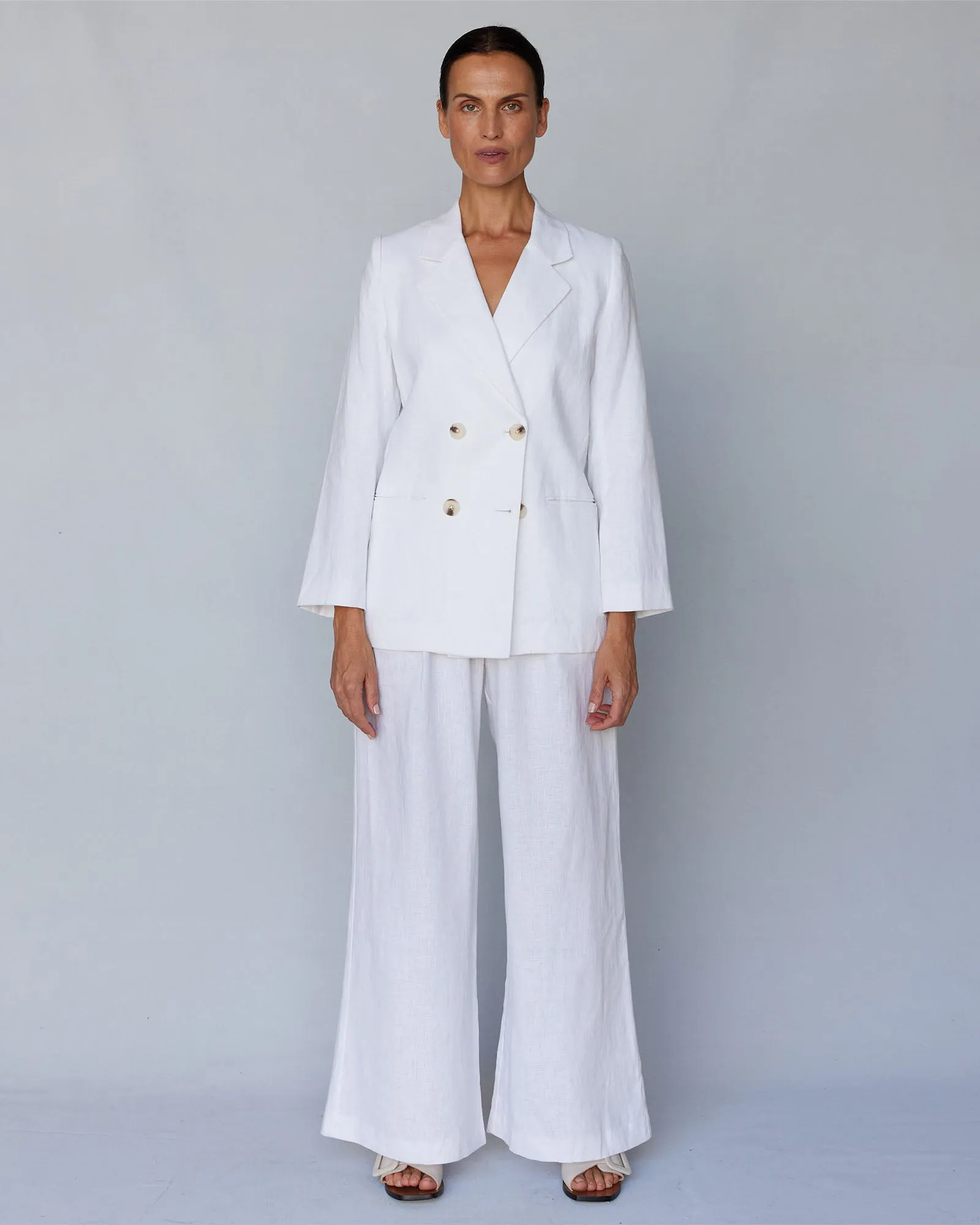 Azure Linen Blazer - White