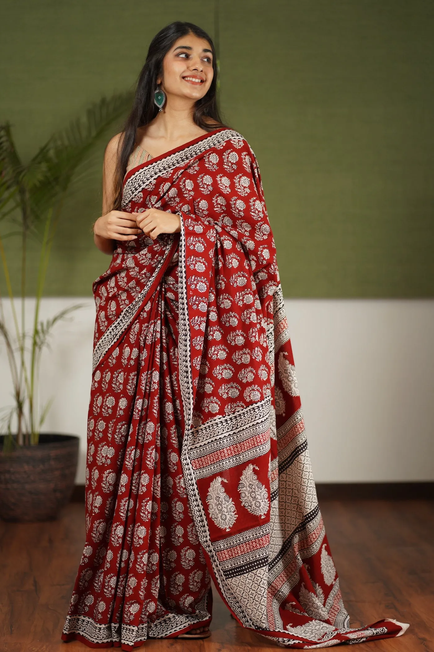 Bagh Hand Block Printed Cotton Saree