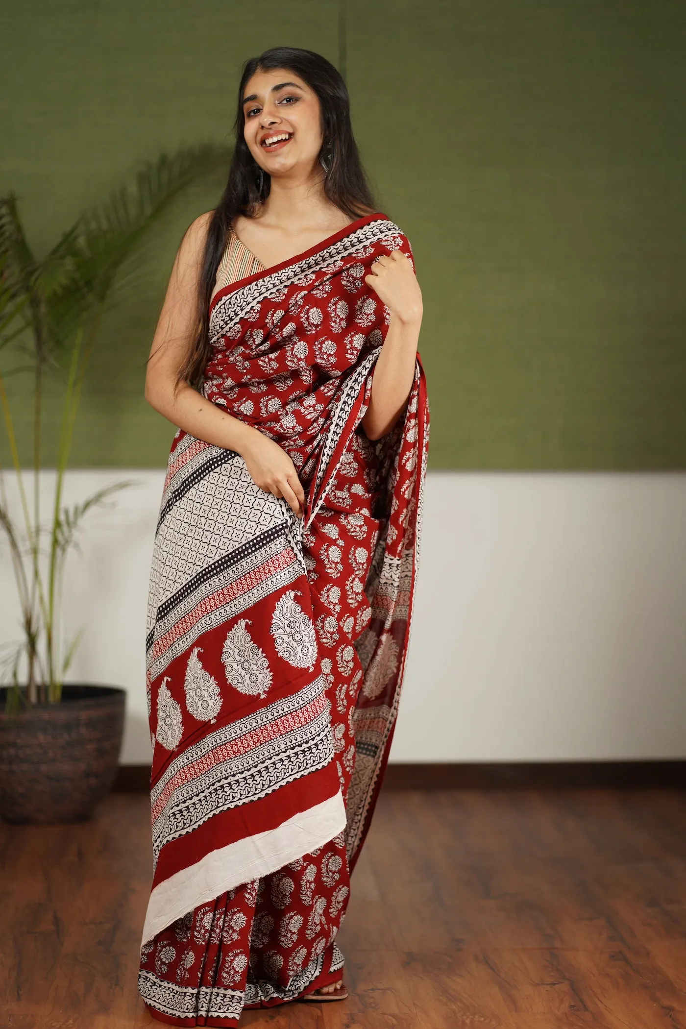 Bagh Hand Block Printed Cotton Saree