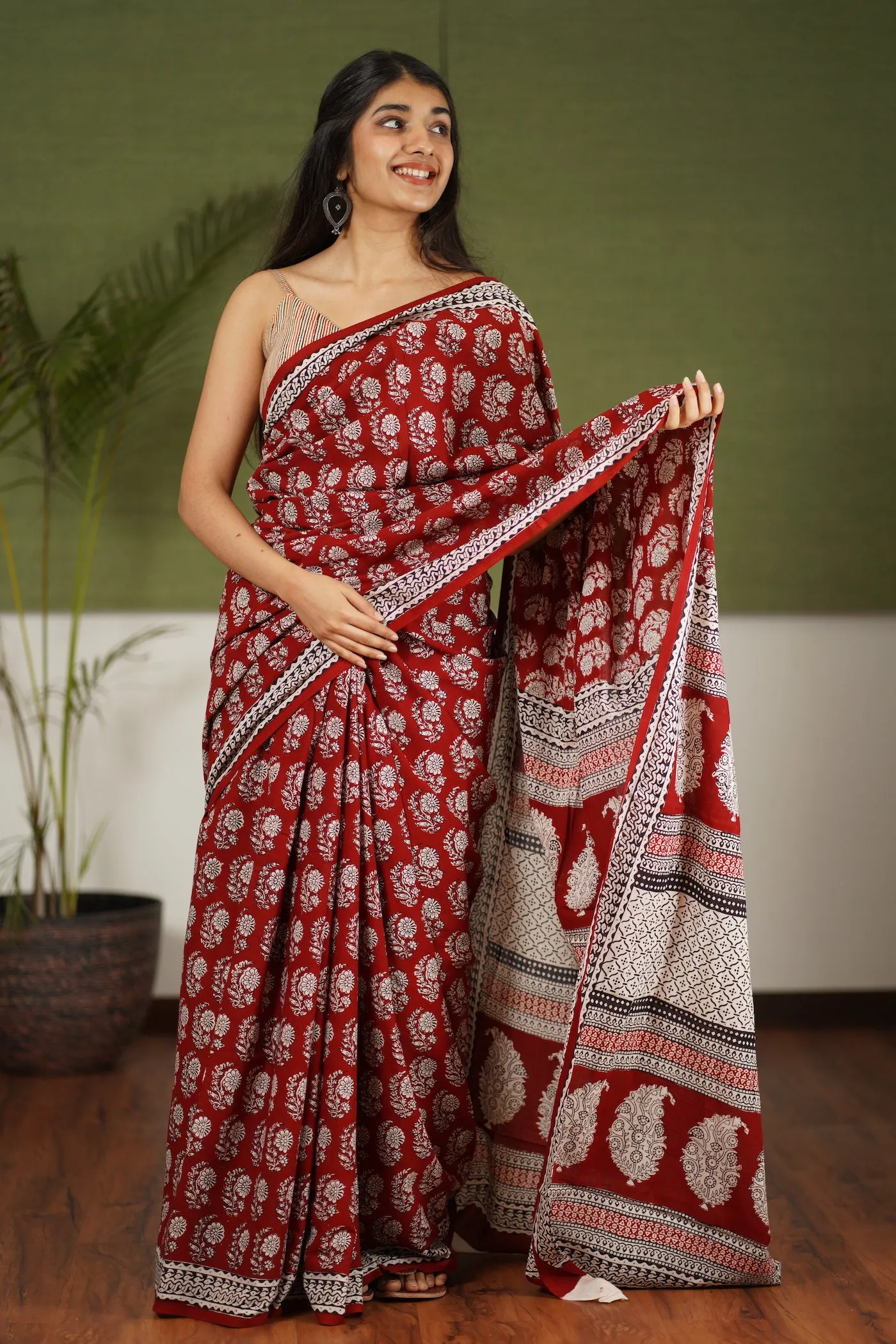 Bagh Hand Block Printed Cotton Saree