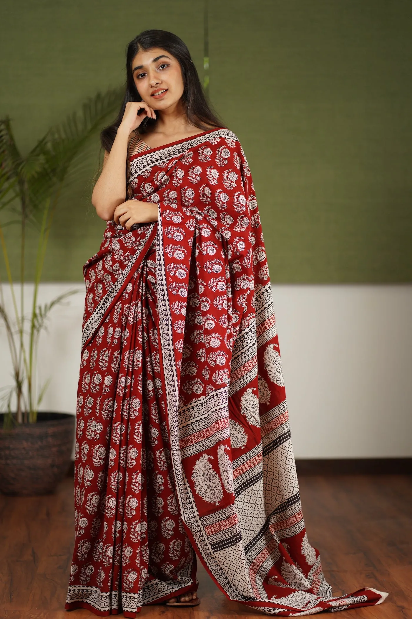 Bagh Hand Block Printed Cotton Saree