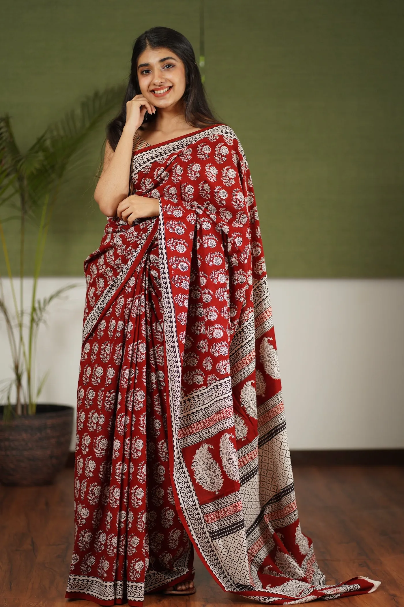 Bagh Hand Block Printed Cotton Saree