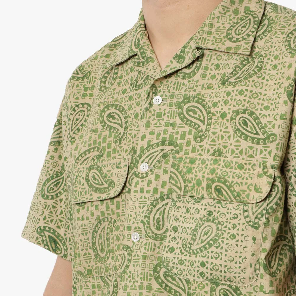 Beams Plus Open Collar Block Print Paisley Shirt