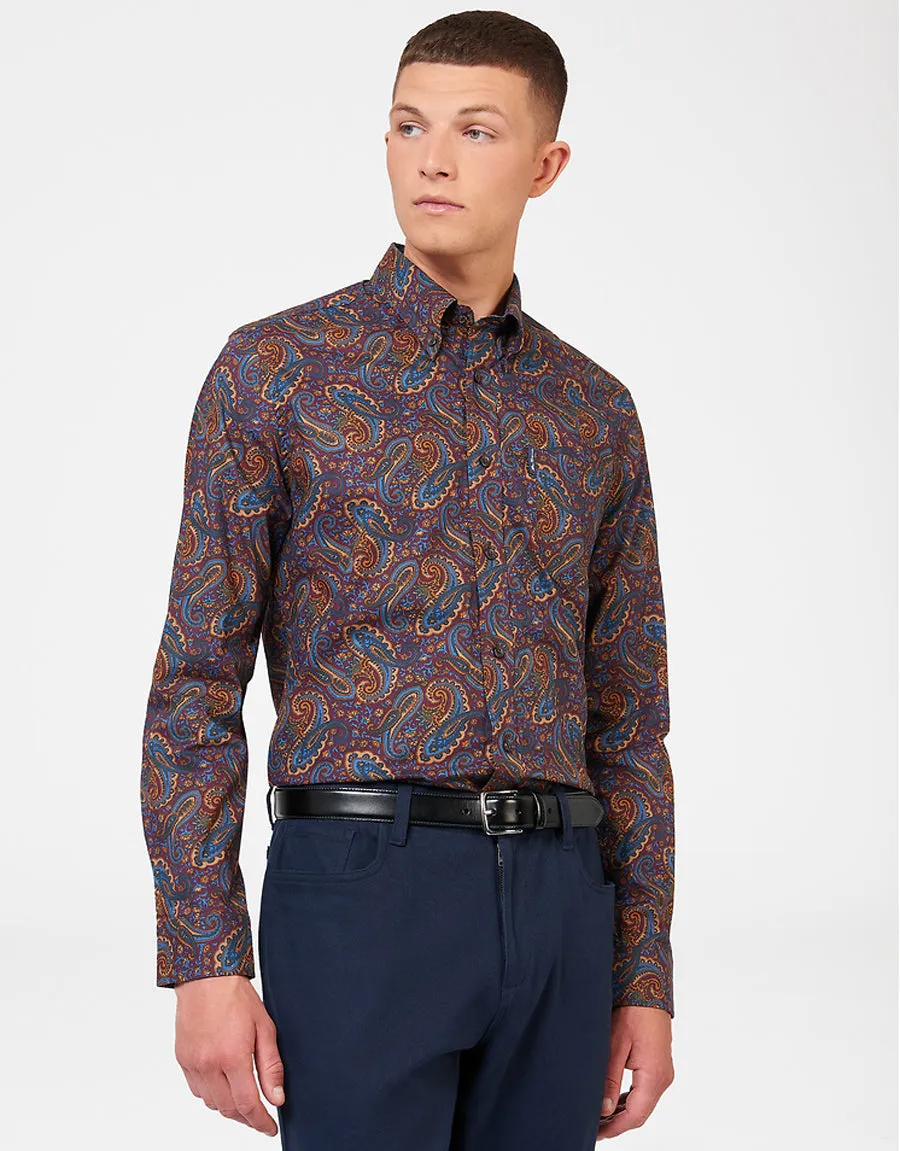 Ben Sherman Aubergine Paisley Print Shirt