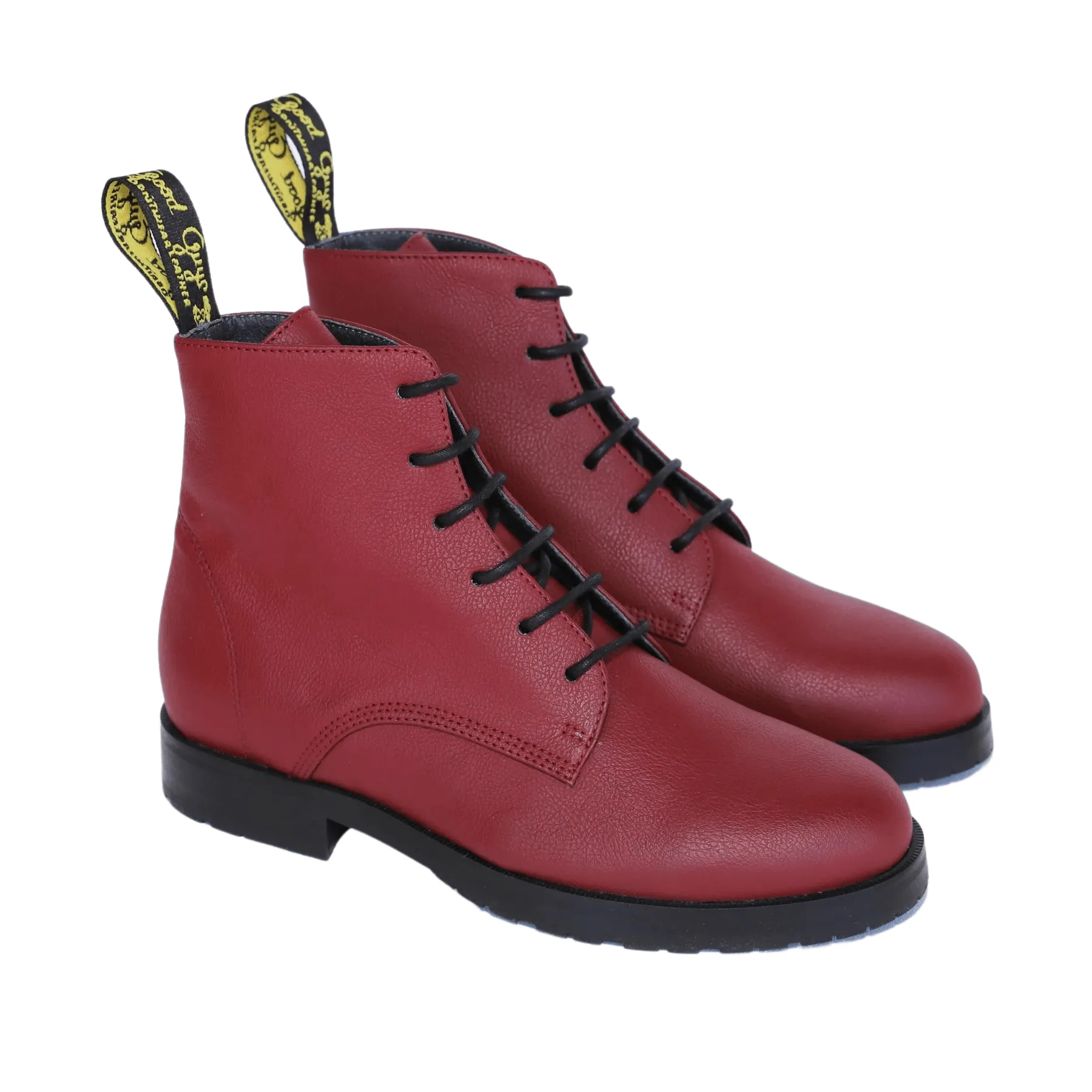 'Blaze' vegan apple-leather  lace-up boot by Good Guys Don't Wear Leather - burgundy