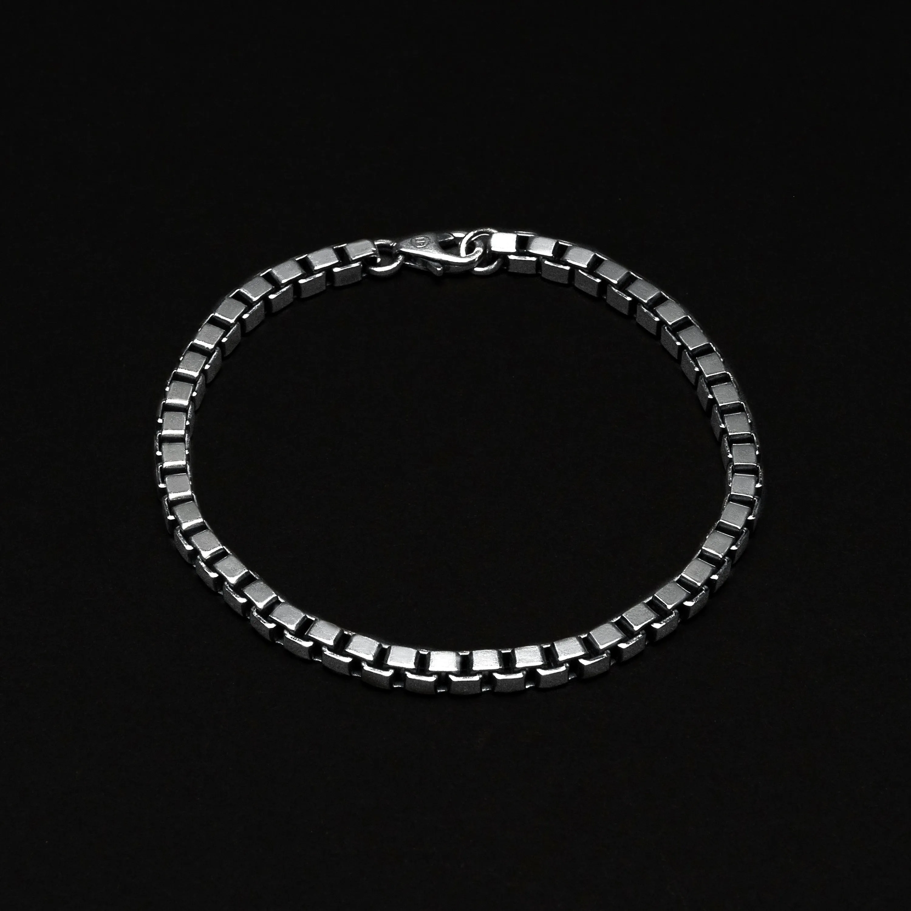 Box Chain Bracelet - Sterling Silver 4 mm