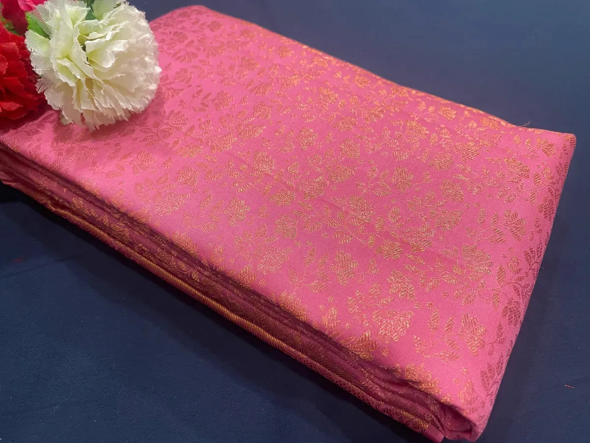 Bridal Gorgeous Pink Pure Kanjeevaram Silk Saree With Gold Zari Brocade And Jacquard Border - SILKMARK CERTIFIED