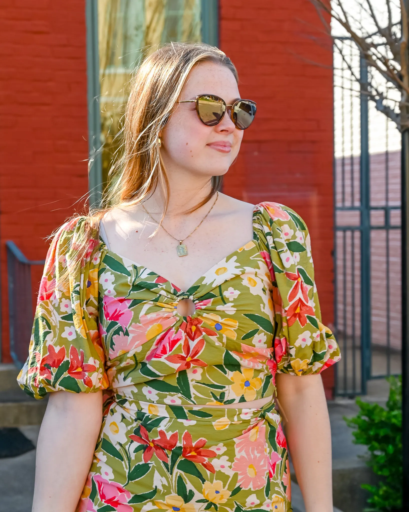 Butterfly Fields Cutout Crop Top