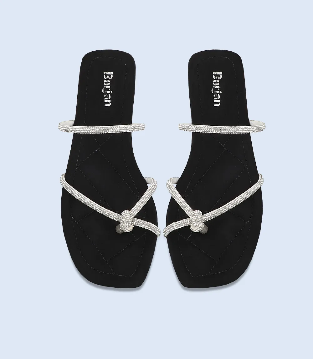 BW9739-BLACK/SILV-Women Chappal