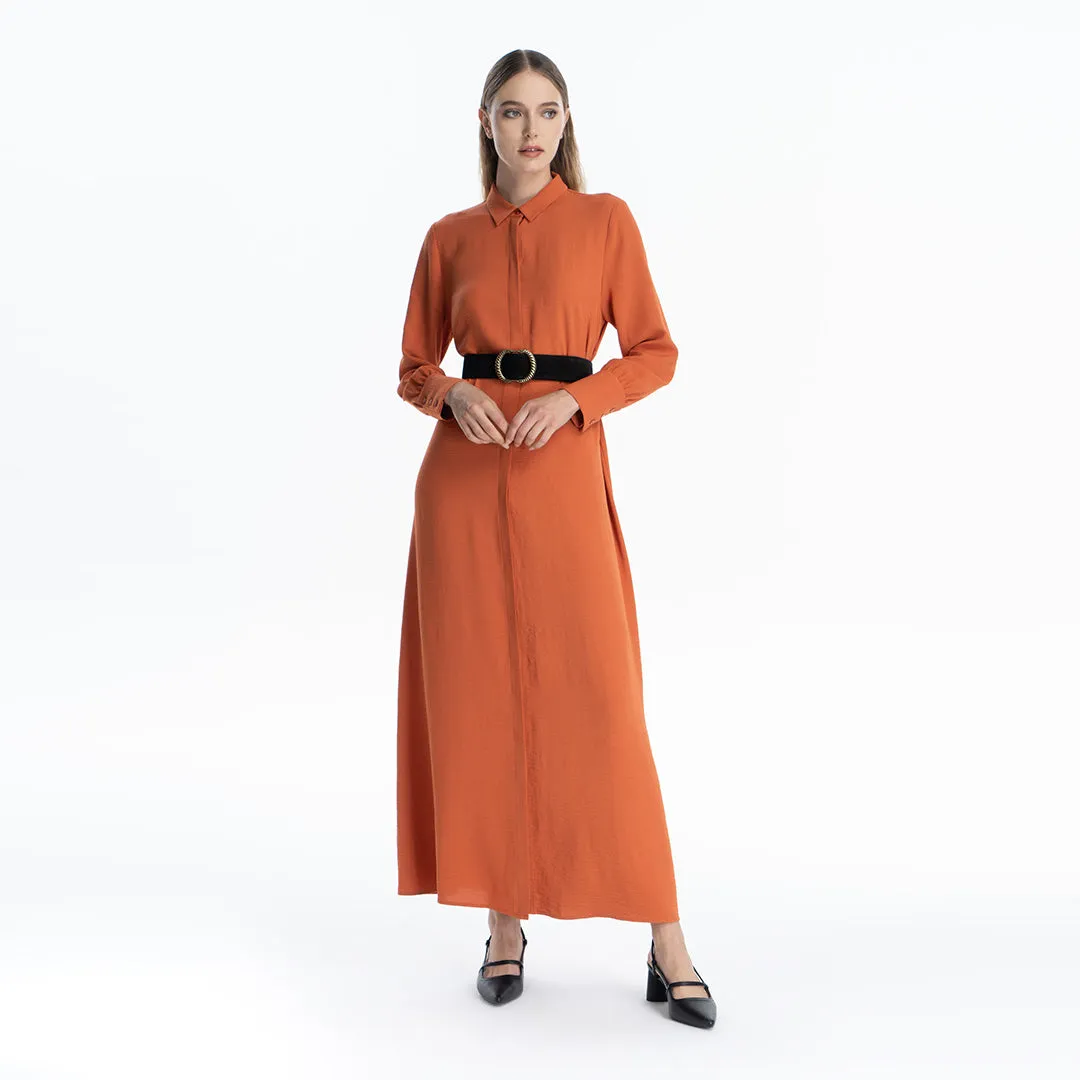 Collared Solid Maxi Dress