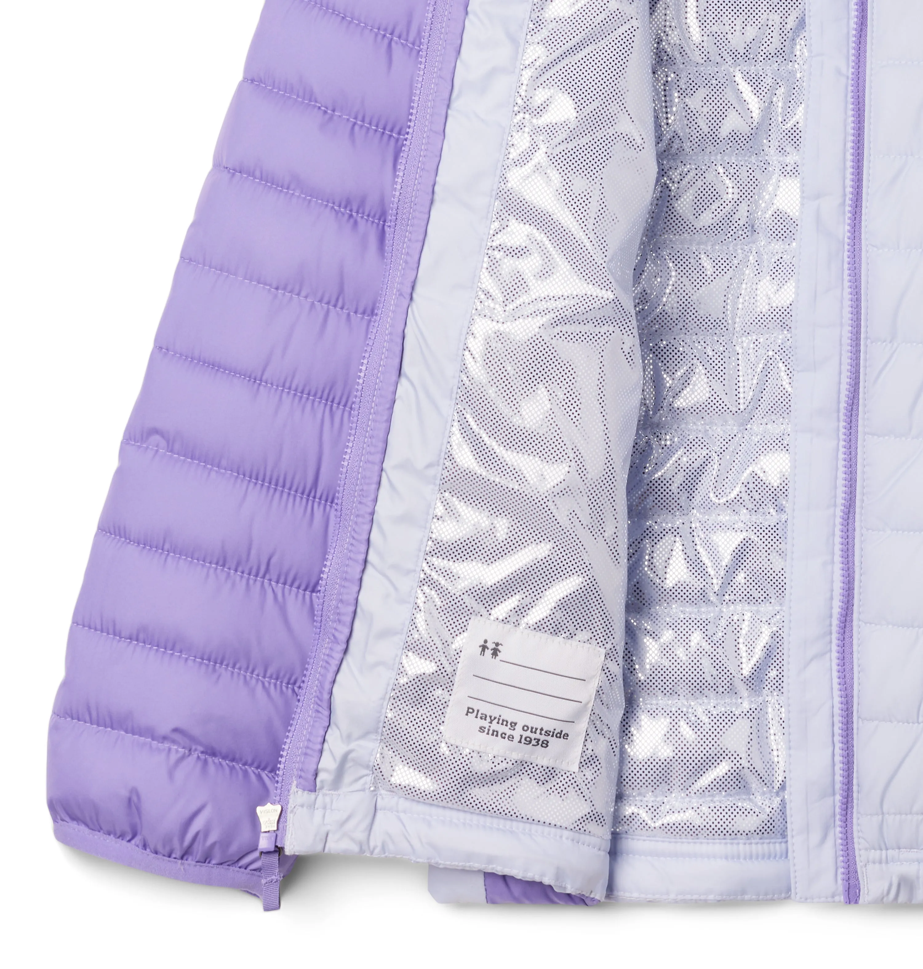 Columbia Kids Powder Lite II Hooded Insulated Jacket (Snowdrift/Paisley Purple)(Ages 4-18)