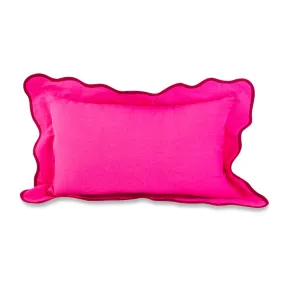 Darcy Linen Lumbar Pillow - Neon Pink   Wine