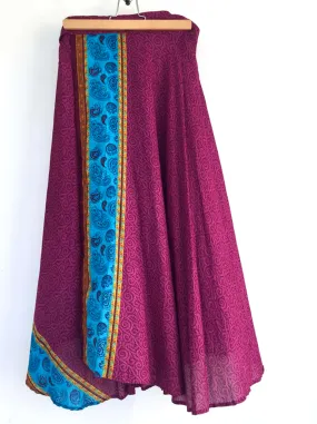 Dark Fuchsia Wrap Skirt with Paisley Pattern