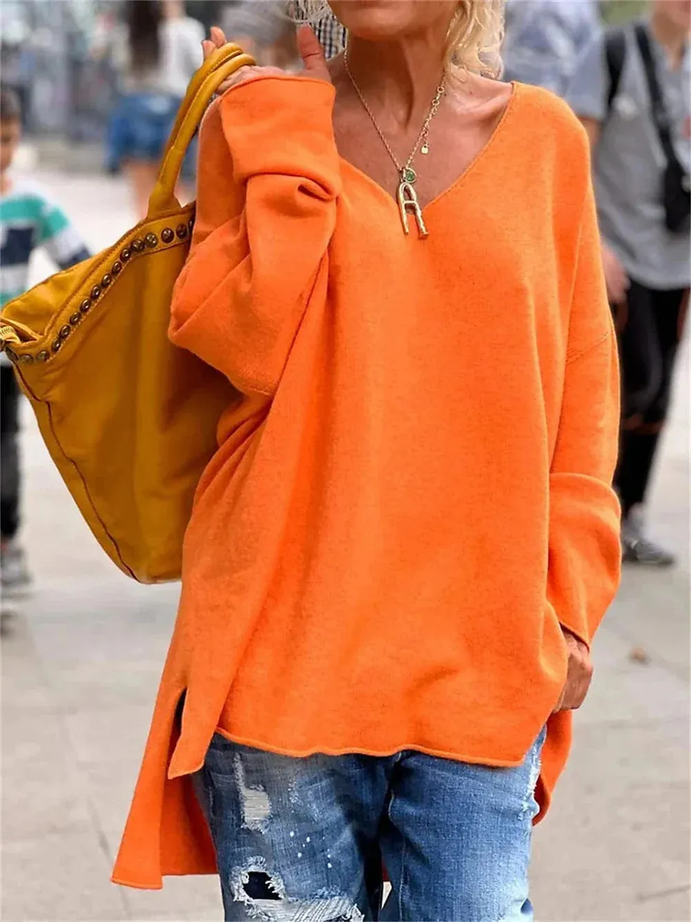 Elevate Your Style with Women's V-Neck Oversized Sweatshirt