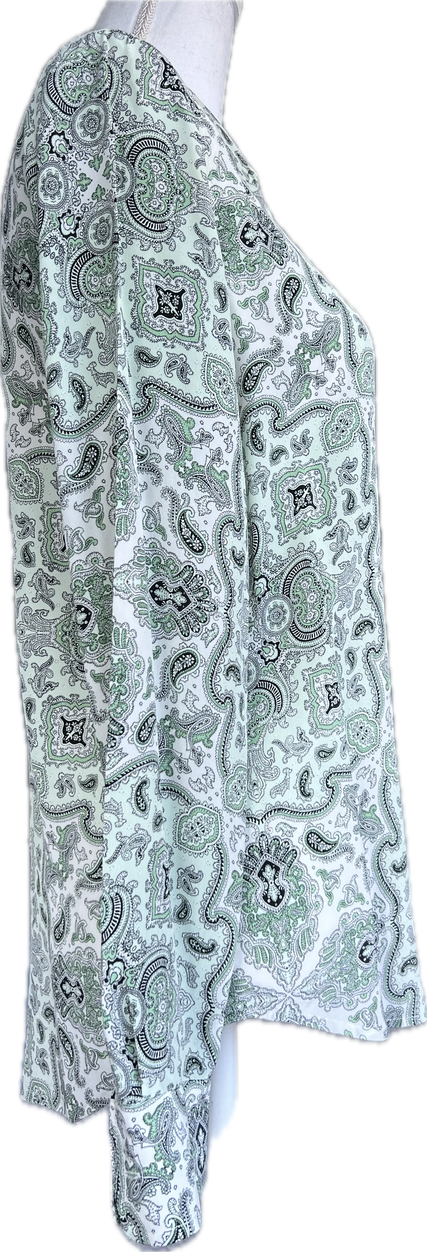 Equipment Mint Green and Black Paisley Silk Shirt, S