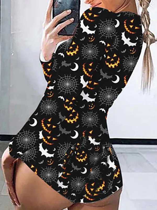 Fashion women's new Halloween one-piece pajamas