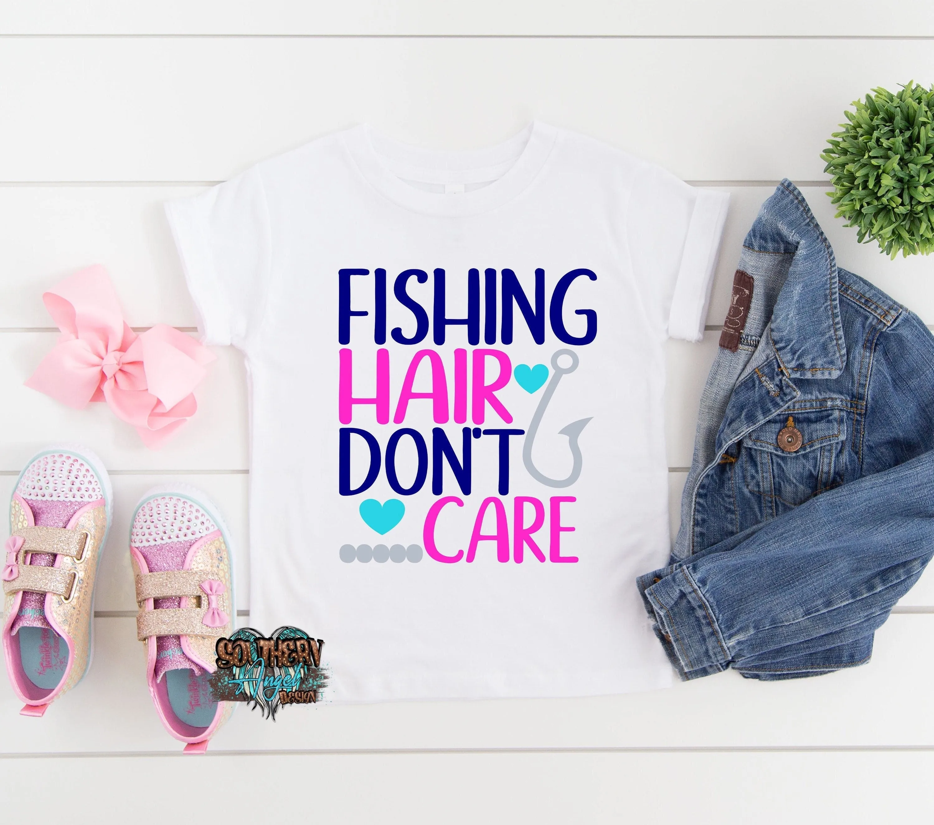 Fishing hair don't care shirt | Kids summer shirt | Country girl shirt | Girls fishing shirt  | Toddler fishing shirt | Baby shower