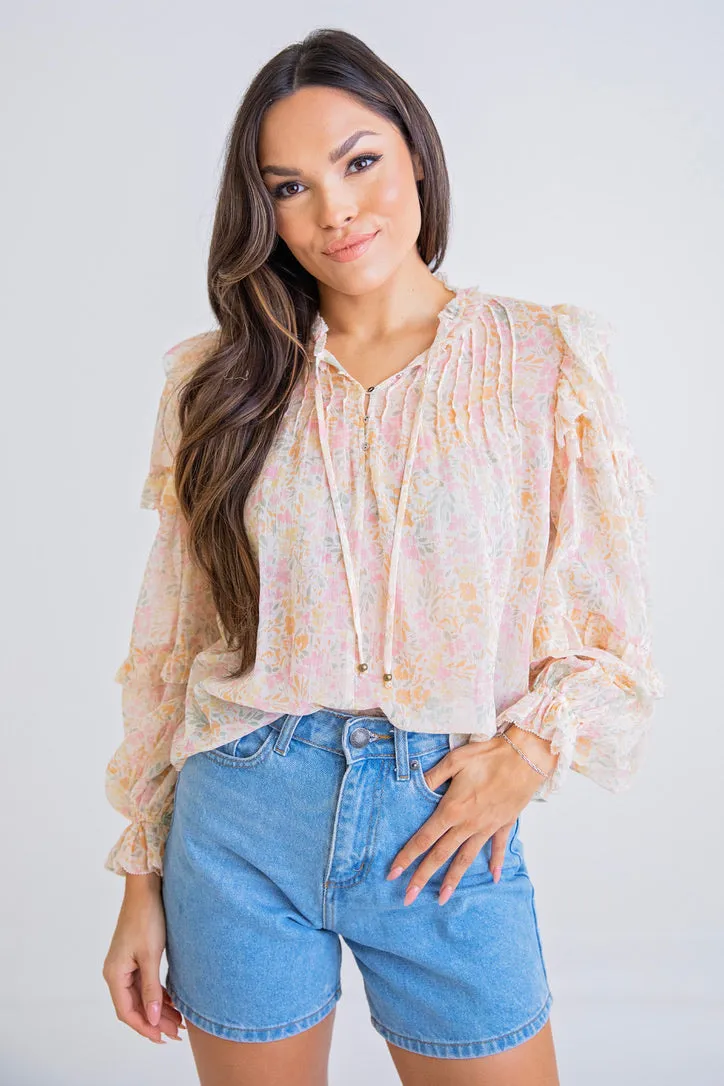 Floral Pastel Ruffle Top