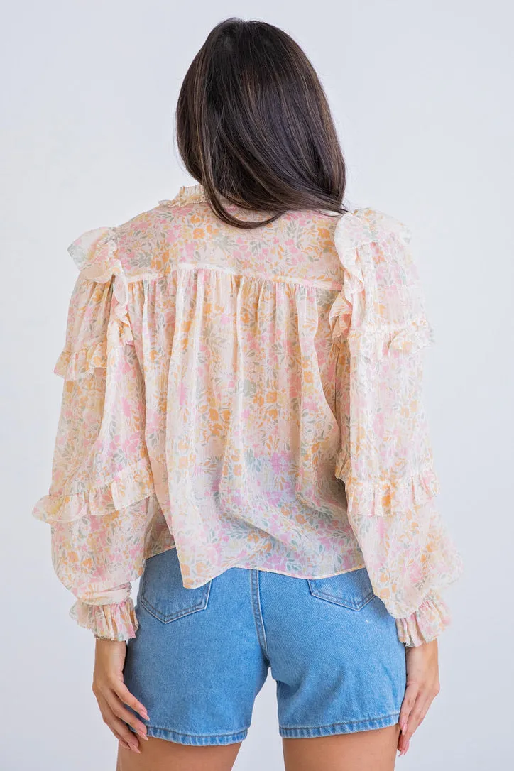 Floral Pastel Ruffle Top