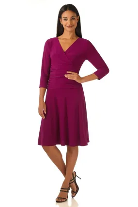 Form-fitting 3/4 Sleeve Dress with Ruching