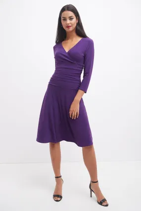 Form-fitting 3/4 Sleeve Dress with Ruching