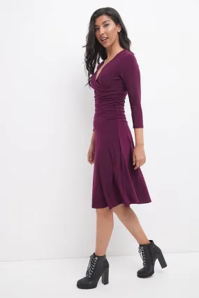 Form-fitting 3/4 Sleeve Dress with Ruching